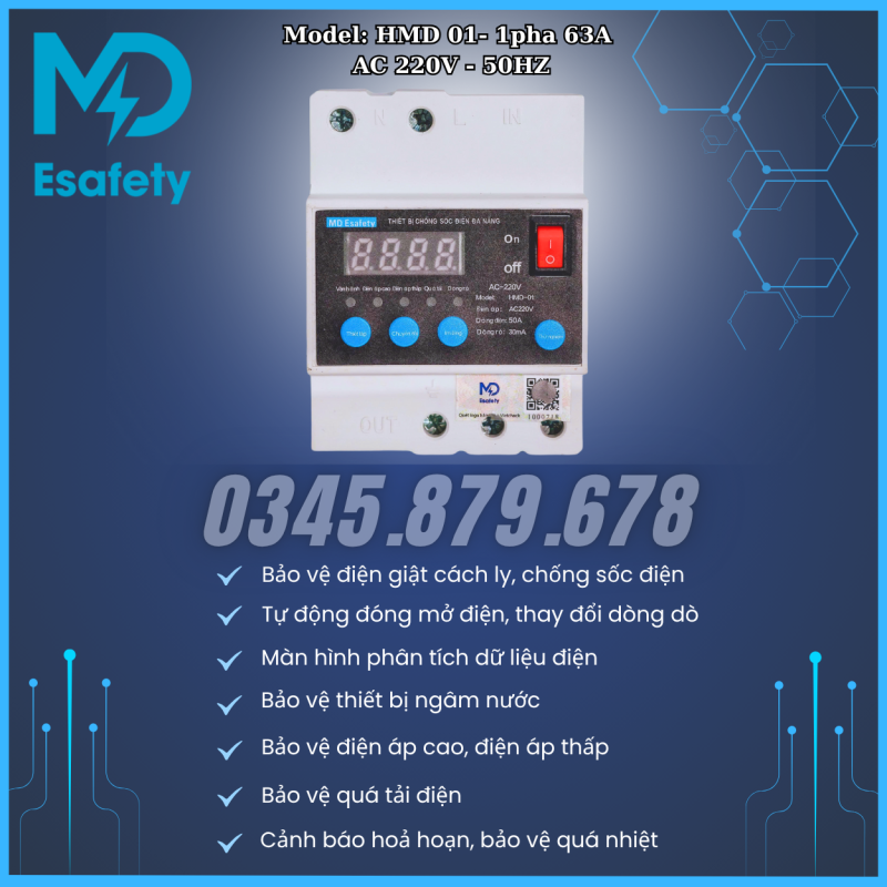 Chống sốc điện cách ly 1P MD Esafety model HMD 01