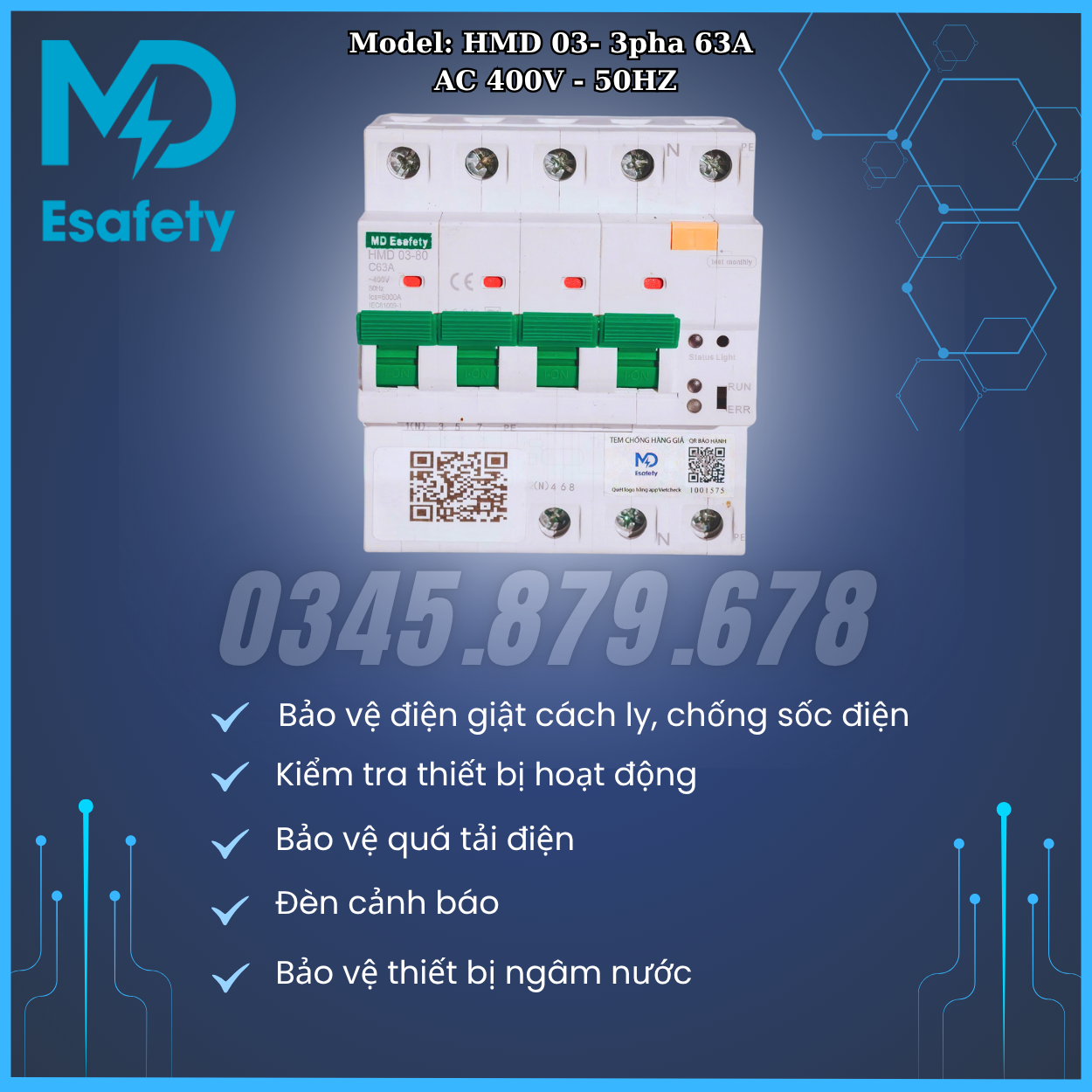 Thiết bị chống sốc điện cách ly 3P MD Esafety model HMD 03-80